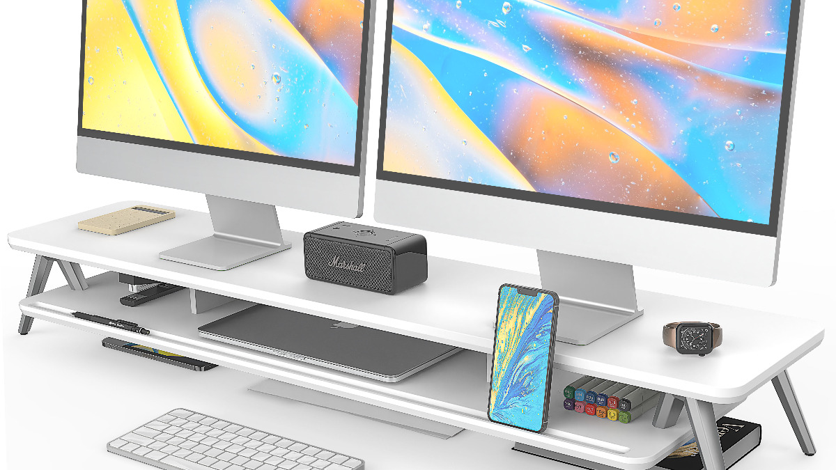 FENGE Dual Monitor Stand with Two Tiers: for 32