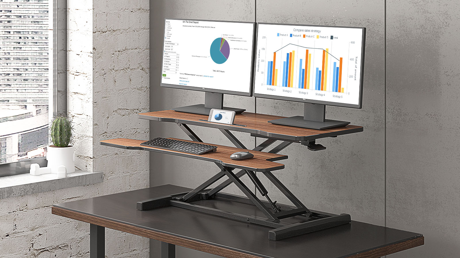 FENGE Standing Desk Converter: 32'' Height-adjustable