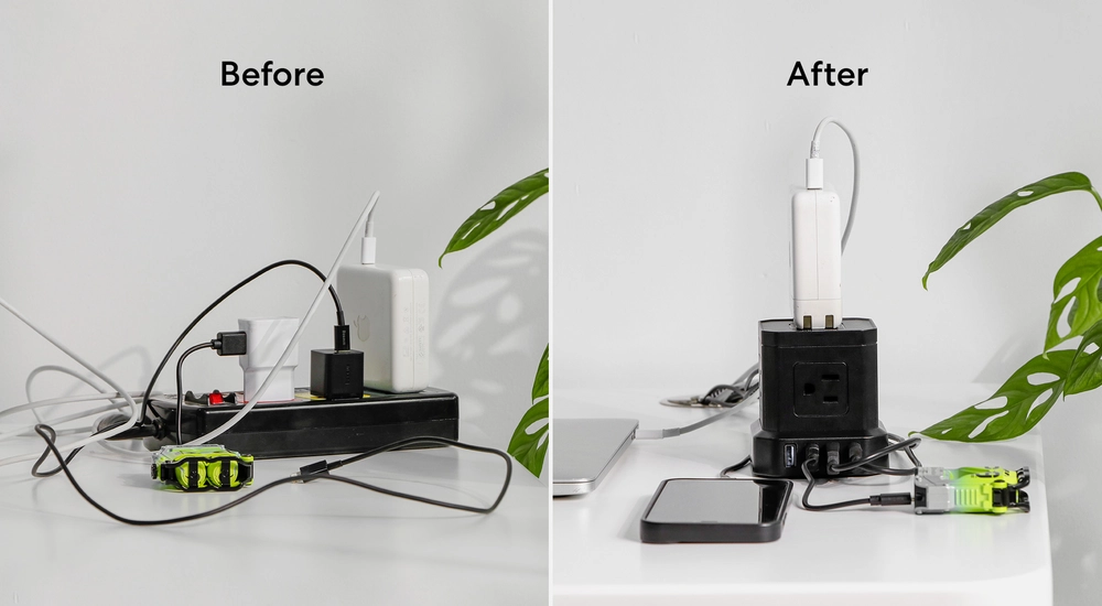 Uncaged Ergonomics Power Strip: Power Cube with USB