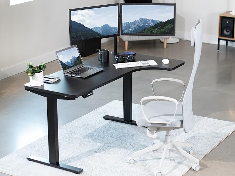 VIVO Electric Height Adjustable L Shaped 58 x 35 inch Corner Standing Desk