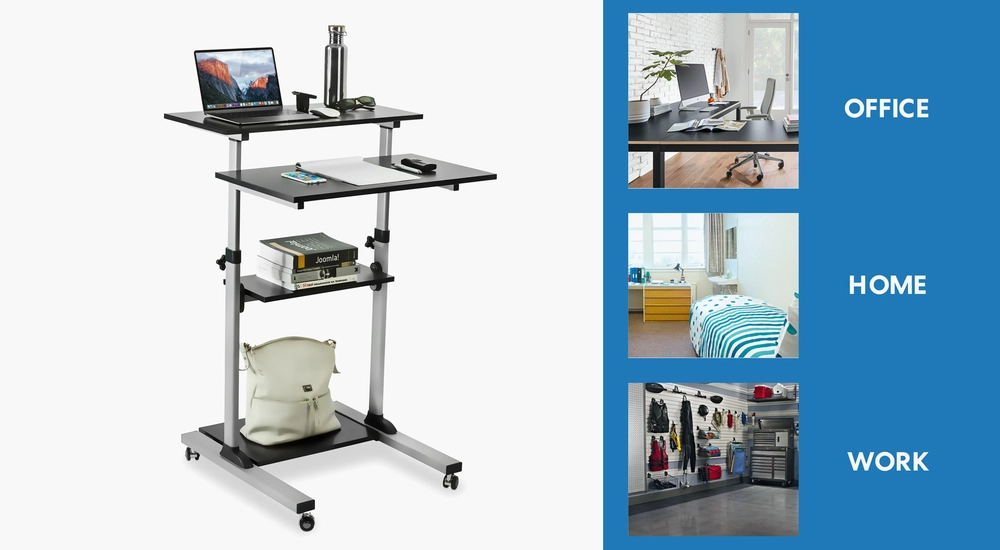 Mount-It! Height Adjustable Rolling Stand up Desk