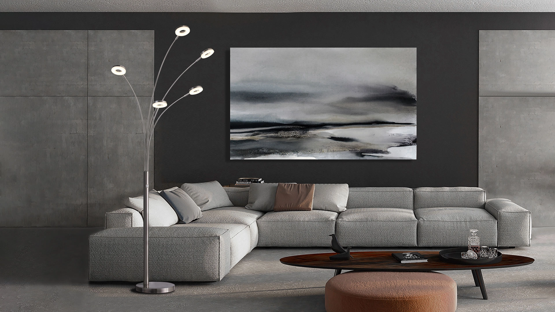Artiva USA UFO 73-inch H 5-Arched Floor Lamp: Touch Dimmer