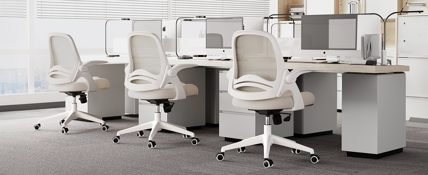 Hbada Office Desk Chair with Flip-Up Armrests and Saddle Cushion