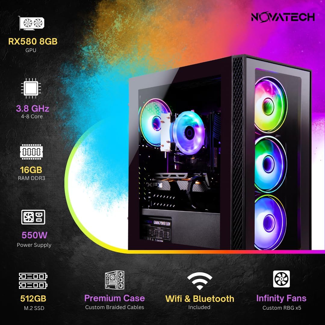 NOVATECH Phantom - Prebuilt Gaming PC Desktop Computer