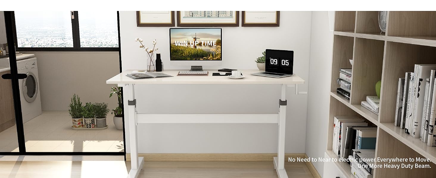 Adjustable Height Crank Mobile Standing Desk