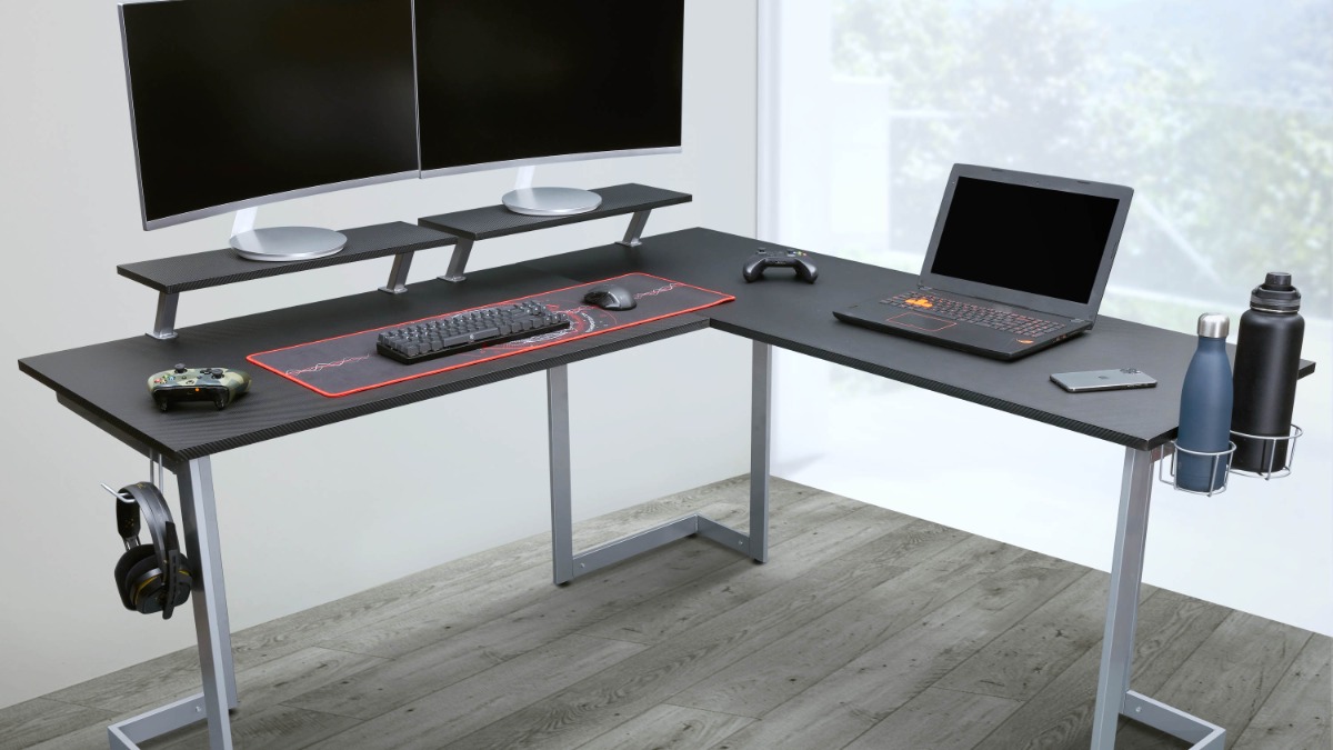 Techni Mobili Warrior L-Shaped Gaming Desk