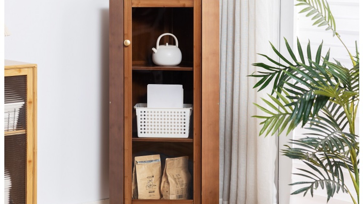 Maydear Corner Display Shelf with Doors