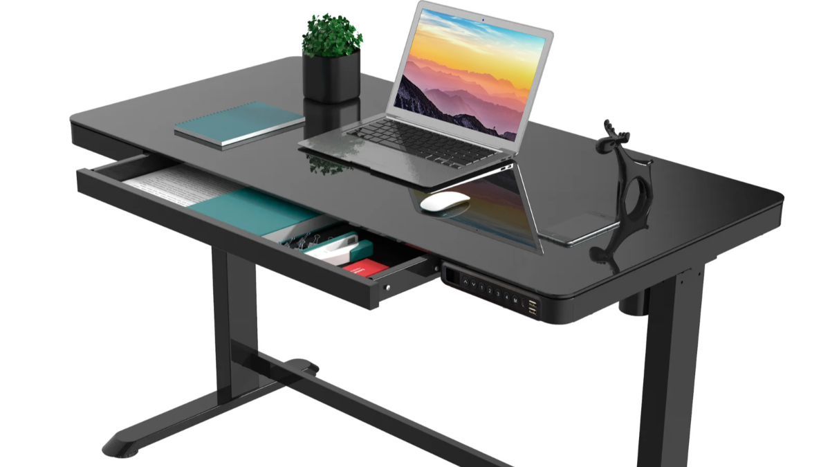Uncaged Ergonomics Rise Up Glass Standing Desk