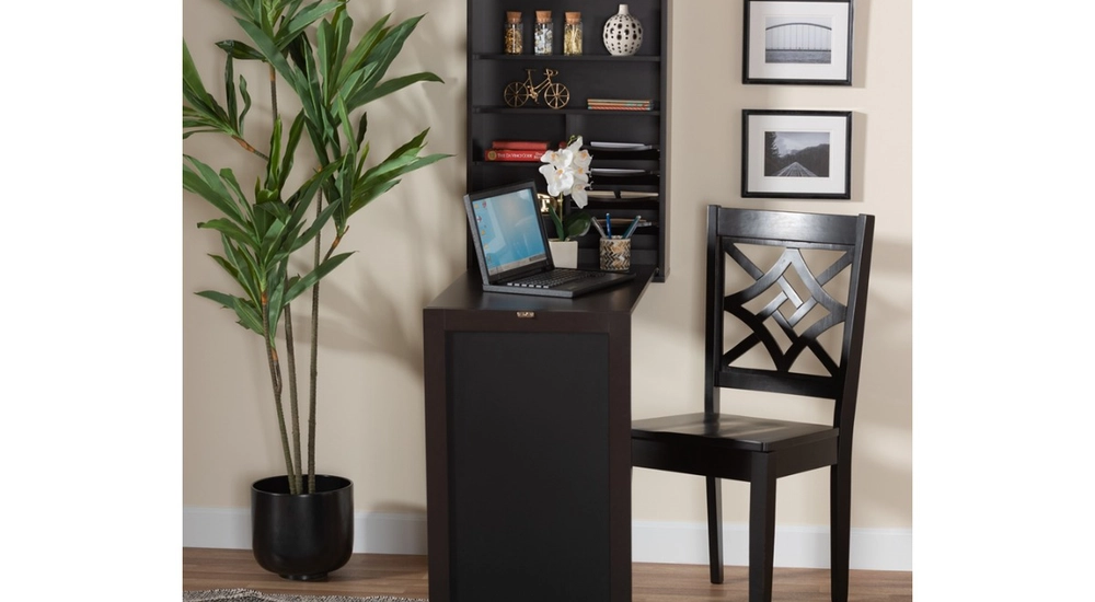 Skyline Décor Dark Brown Folding Desk: Wall-Mounted